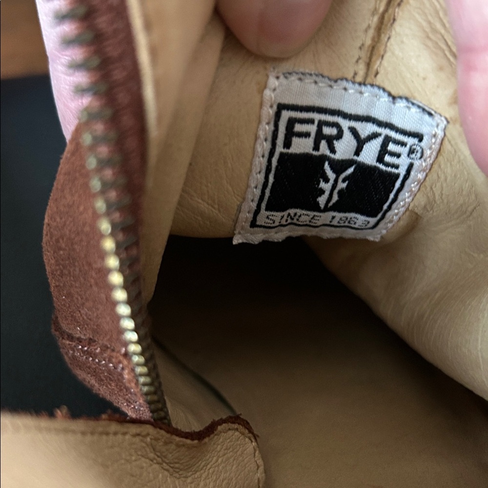 Frye Women's Chestnut Suede Heeled Boots. Size 10. - Picture 8 of 11